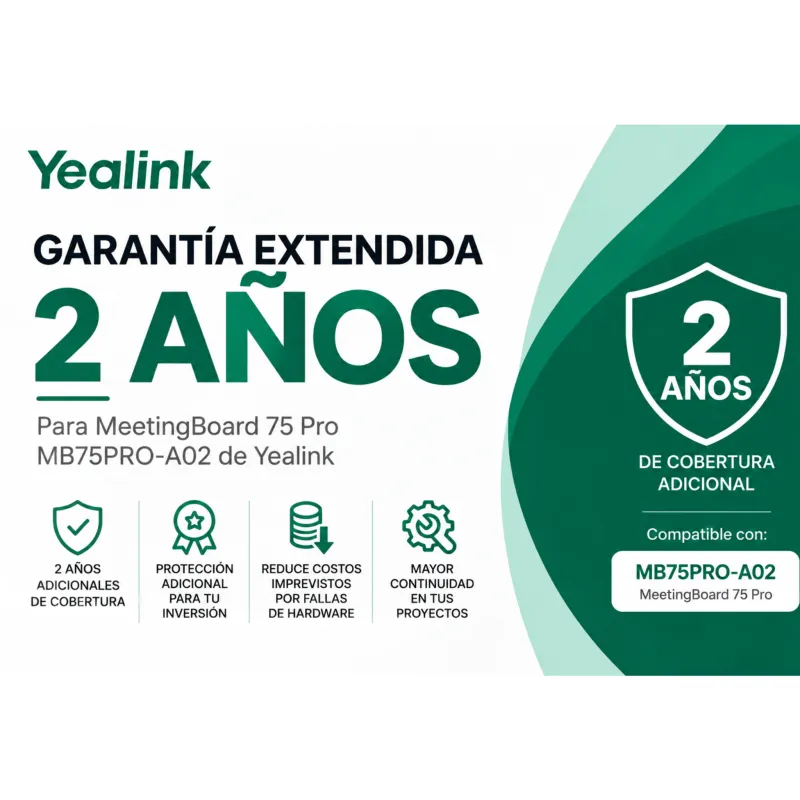 Garantía extendida de 2 años para MeetingBoard 75 Pro de Yealink