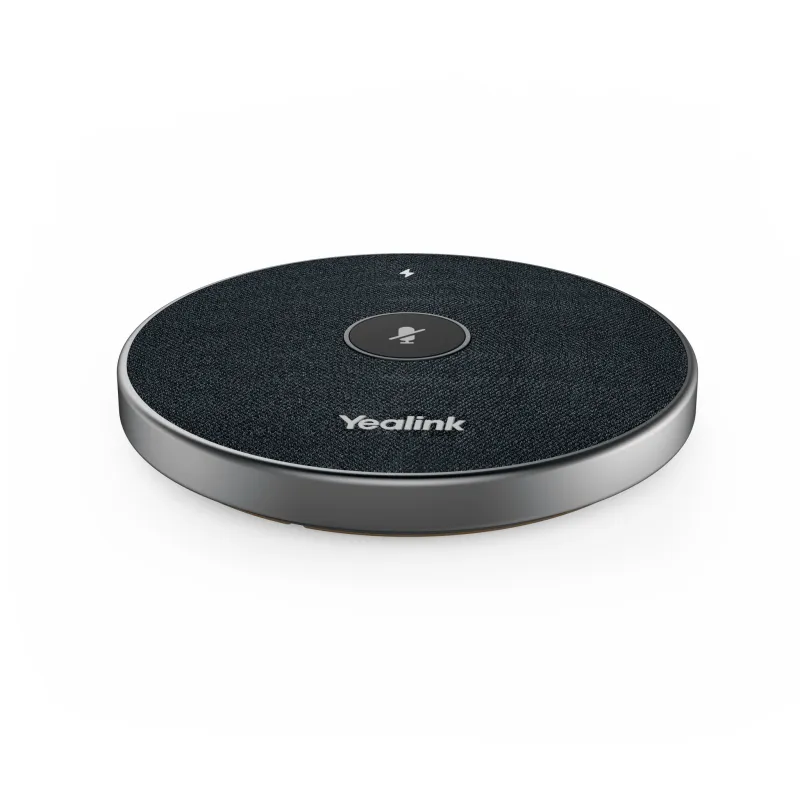 Micrófono inalámbrico 360° VCM36W-PACKAGE de Yealink para videoconferencias, con amplio alcance y cancelación de ruido.