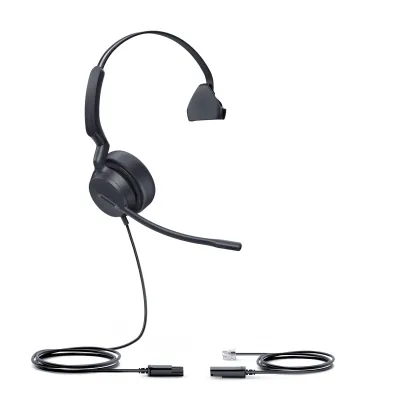 Diadema Analógica Alámbrica YHS36 E2 Mono de Yealink Over-the-Head con Micrófono Antiruido Conexión QD a RJ9 y Protección Auditiva ActiveProtection