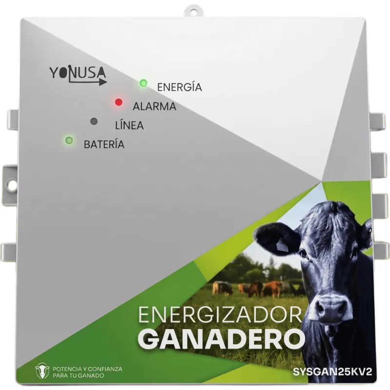 Energizador Ganadero / 10,000 Volts / 0.2 a 5.0 Joules Ajustable / 25 km Lineales / Alimentación 90-260 Vca y 12 Vcd / soporta Panel Solar / NEMA 2