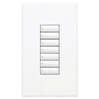 Teclado de pared seeTouch QS de 7 botones con retroiluminación y LED de estado, estilo insert, alimentado por QS Link, color blanco, para GRAFIK Eye QS, Sivoia QS y Quantum