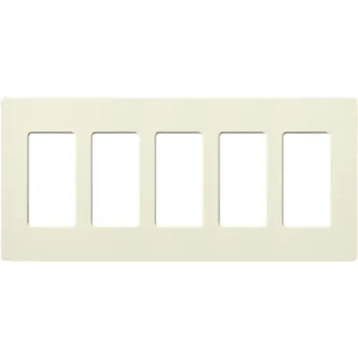 Placa de pared Satin Colors de 5 espacios sin tornillos visibles, color biscuit, para atenuadores, switches y controles Pico