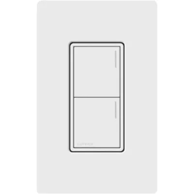 Teclado de pared Sunnata de 2 botones para escenas de luces, persianas y ventiladores, con barra luminosa ajustable, color blanco, para el sistema RadioRA 3