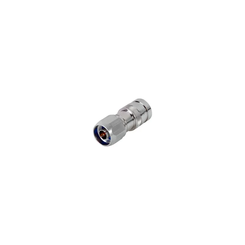 Conector N Macho de Compresion, en linea para LMR-400, CNT-400, RG-8/U, RF-400, Plata/Oro/Teflón.