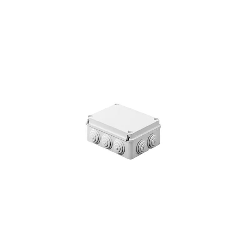 Caja Estanca de PVC Para Derivación y Conexión, 10 Entradas, Tapa Atornillada, 150x110x70 mm (Área interna), Uso Exterior IP55, Material que no Propaga el Fuego y Libre de Hálogenos