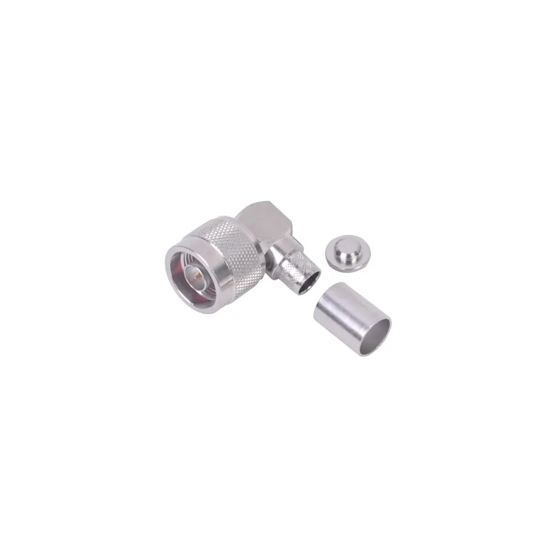 Conector N Macho en Ángulo Recto de Anillo Plegable para RG-8/U, 9913, LMR-400, Plata/ Oro/ Teflón