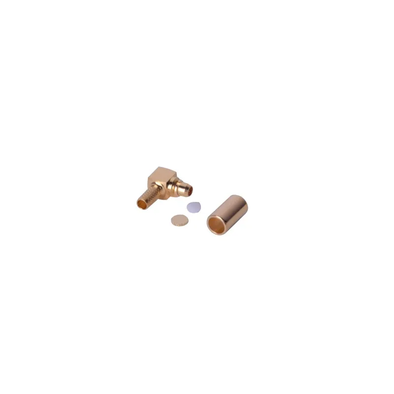 Conector MMCX Macho en A/R de Anillo Plegable para RG-174/U, BELDEN 8216, Oro/ Oro/ Teflón.