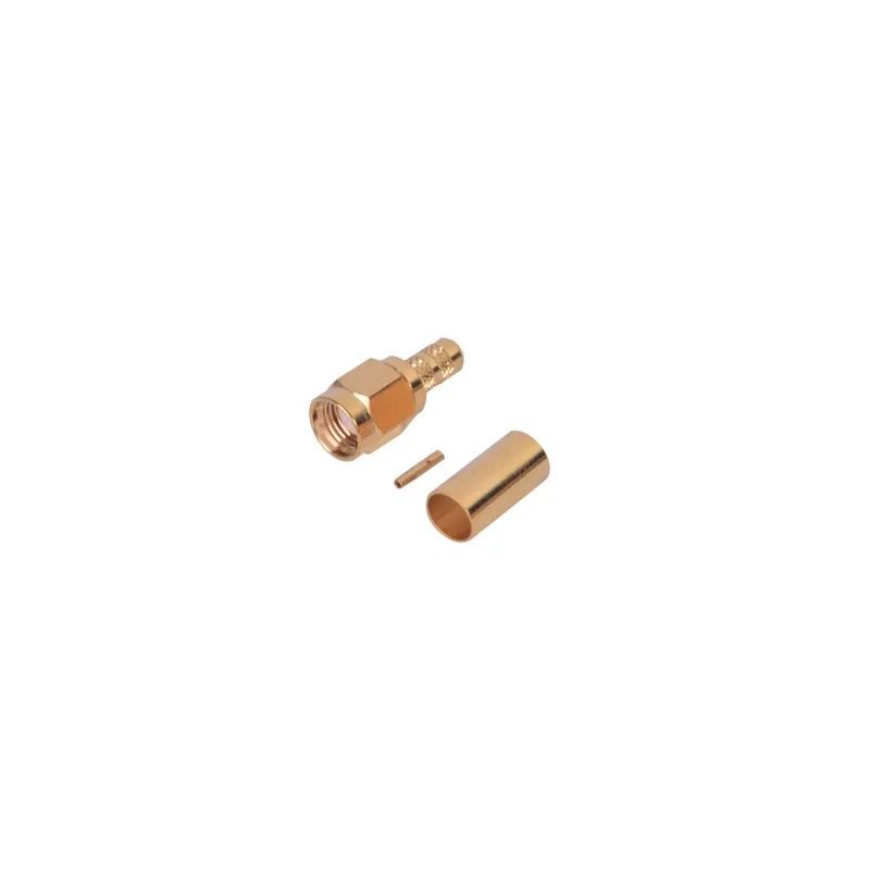 Conector SMA Macho Inverso de anillo plegable para cable RG-142/U, Oro/Oro/Teflon.