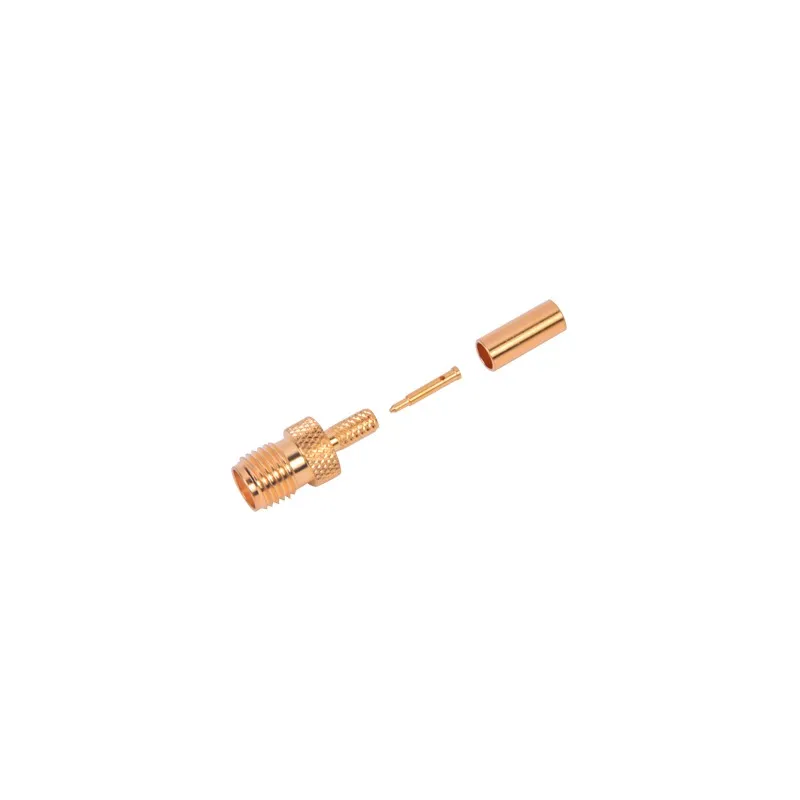 Conector SMA Hembra Inverso de anillo plegable para cable RG-174/U, BELDEN 8216.