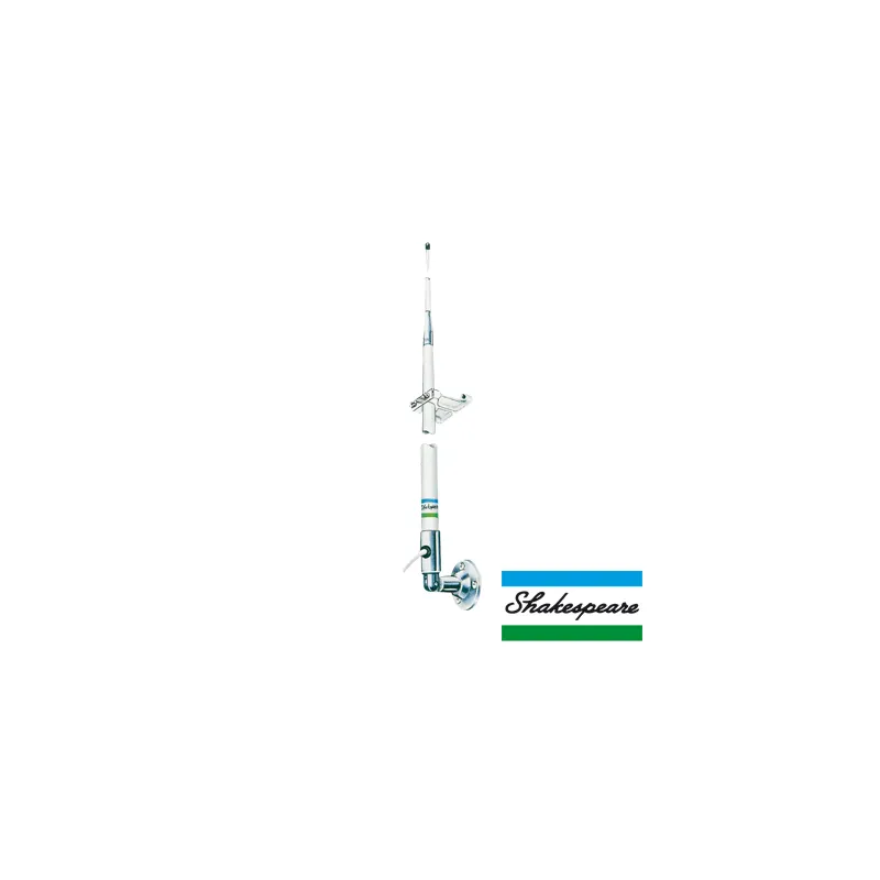 Antena Marina VHF SHAKESPEARE 4018 / 9 dB / 50 W / Cable RG-58 6.1 m (20 ft) / 2 Secciones / Latón Cromado / Banda Marina VHF