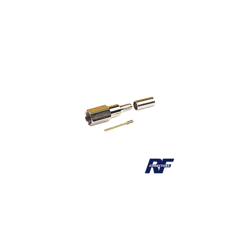 Conector FME Macho de anillo plegable para cable RG-58/U, Niquel/ Oro/ Teflón.