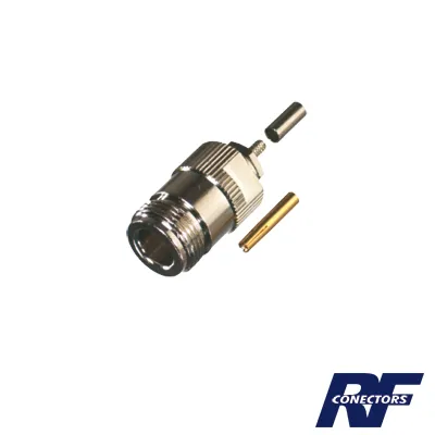 Conector N Hembra de Anillo Plegable para cable RG-316, Niquel/ Oro/ Teflón.