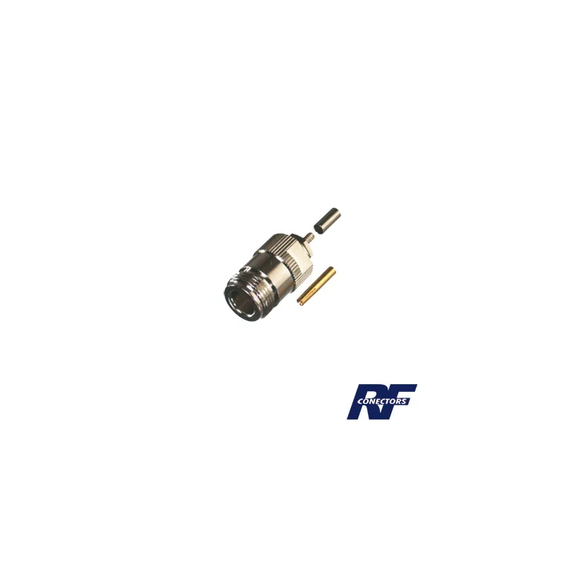 Conector N Hembra de Anillo Plegable para cable RG-316, Niquel/ Oro/ Teflón.