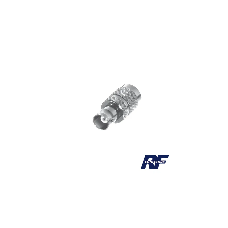 Adaptador en Línea, de Conector TNC Macho a BNC Hembra, Níquel /Oro /Teflón.