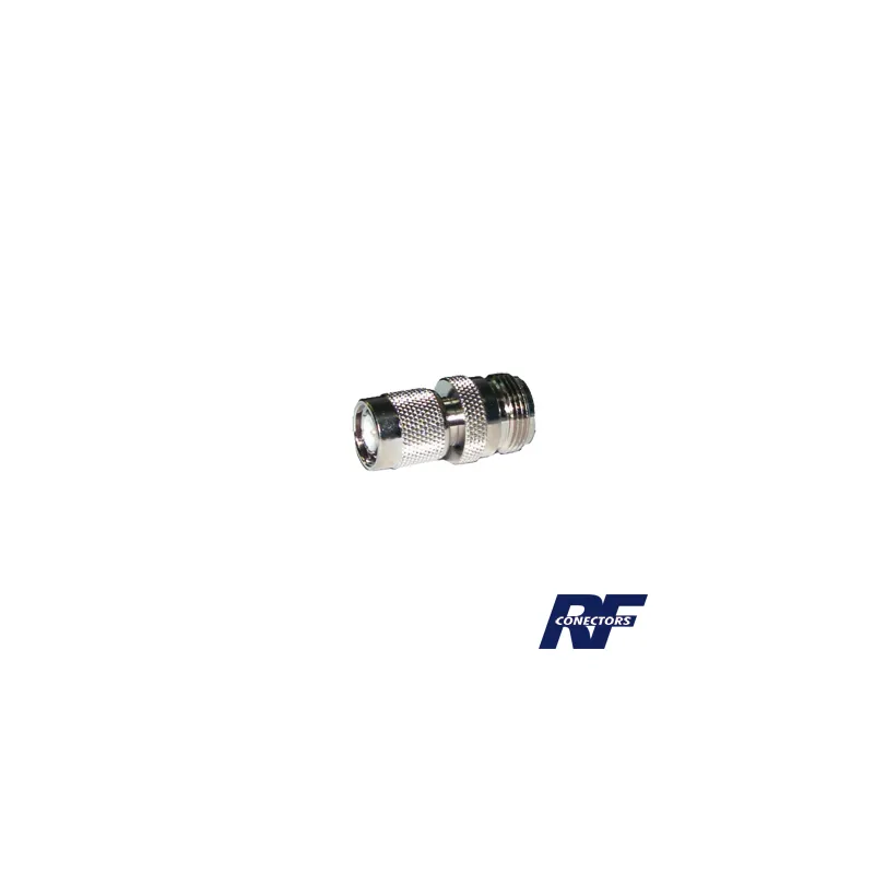 Adaptador en Línea de Conector TNC Macho a N Hembra, Níquel/ Oro/ Teflón.