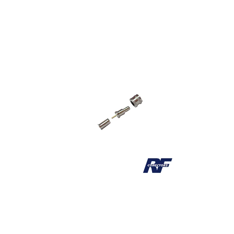 Conector Mini UHF Macho, 50 Ohm, de Anillo Plegable para Cables RG-58/U, RG-142/U, Niquel/Oro/Delrin.