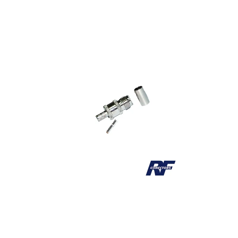 Conector Mini UHF Hembra de Anillo Plegable en Cables RG-58/U, RG-142/U, Níquel/ Plata/ Delrin.