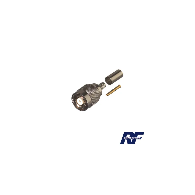 Conector TNC Macho Inverso de Anillo Plegable para Cable RG-142/U, Níquel/ Oro/ Teflón.
