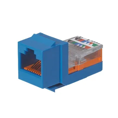 Conector Jack NetKey Estilo Leadframe, Tipo Keystone, Categoría 5e, de 8 Posiciones y 8 Cables, Color Azul