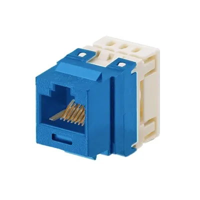 Conector Jack NetKey Estilo 110 (de Impacto), Tipo Keystone, Categoría 5e, de 8 Posiciones y 8 Cables, Color Azul