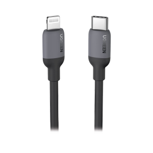 Cable USB-C a Lightning / Certificado MFi / 1 Metro / Adecuado para iPhone, iPad, iPod / Carga Rápida PD 20W /  Sincronización de Datos de hasta 480 Mbps / Goma de Silicona y  TPE. / Suave al Tacto / Color Negro