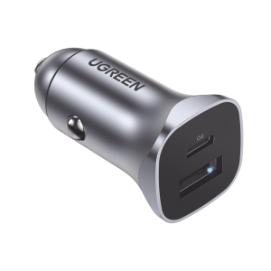 Cargador de Auto 24W | Puerto USB-A y USB-C | Carga R?pida | Compatible con Veh?culos de 12 y 24 VCD | PD3.0 + QC3.0 | Indicador Led | Dise?o Compacto | Chip Inteligente | Caja de Aluminio
