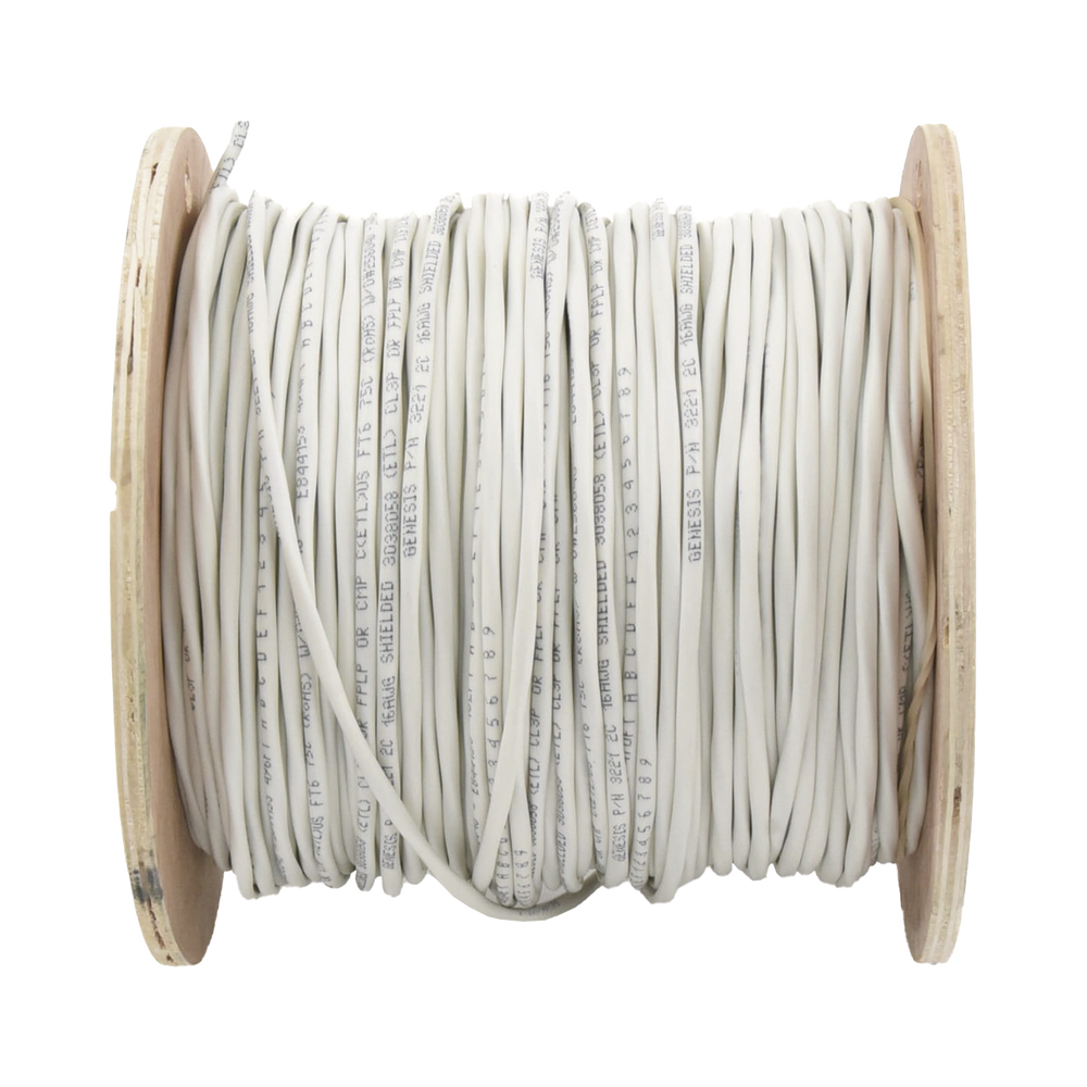 Carrete de 152 Metros (500 Pies) de Cable / 2 x 16 AWG / Blindado / Plenum / Color Blanco / Para Aplicaciones de Audio, Seguridad y Control - Image 2