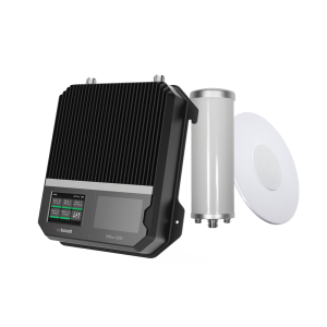Kit Amplificador Office 200 para 2G, 3G y 4G / Mejora llamadas convencionales y VoLTE / Amplifica señal de TELCEL, AT&T y MOVISTAR / Cubre hasta 400 m² con una antena y hasta 1600 m² con 4 antenas.