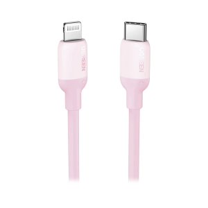 Cable USB-C a Lightning / Certificado MFi / 1 Metro / Adecuado para iPhone, iPad, iPod / Carga Rápida PD 20W /  Sincronización de Datos de hasta 480 Mbps / Goma de Silicona y  TPE. / Suave al Tacto / Color Pink