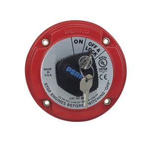 Interruptor Desconexión Batería Marina 9602, 250A Continuos, 360A Intermitentes, 6-32 VDC, Montaje Superficie, Terminales 5/16", Opciones Bloqueo Llave y Desconexión Campo Alternador