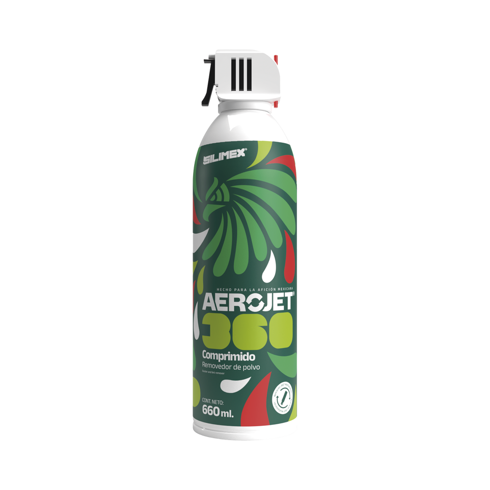 Removedor de polvo y residuos (aire comprimido) con aplicación 360º para limpieza de equipos electrónicos, válvula anti-estallamiento, 660 ml