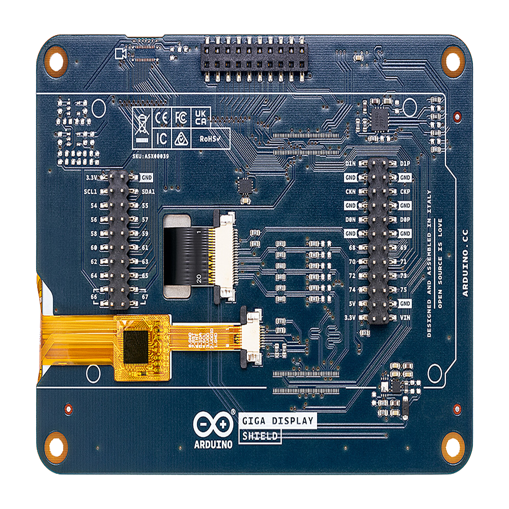 Shield Display Táctil Arduino GIGA / Pantalla TFT 3.97" 480x800 / Touch Capacitivo 5 Puntos / IMU 6 Ejes BMI270 / Micrófono Digital MEMS / LED RGB / Compatible GIGA R1 WiFi - Image 4