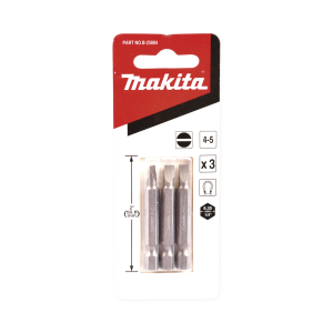 Punta plana para atornillar de 4-5 x 50 mm forma “E”, zanco tipo hexagonal de 1/4" con punta magnética, blíster con 3 piezas.