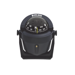Brújula de Navegación Marítima Serie Explorer / Montaje en Bracket / Color Negro / 2 3/4" (70 mm) Direct Reading Dial / Iluminación Nocturna Verde Interna / Compensadores Integrados / Movimiento de Agujas con Rubí Z