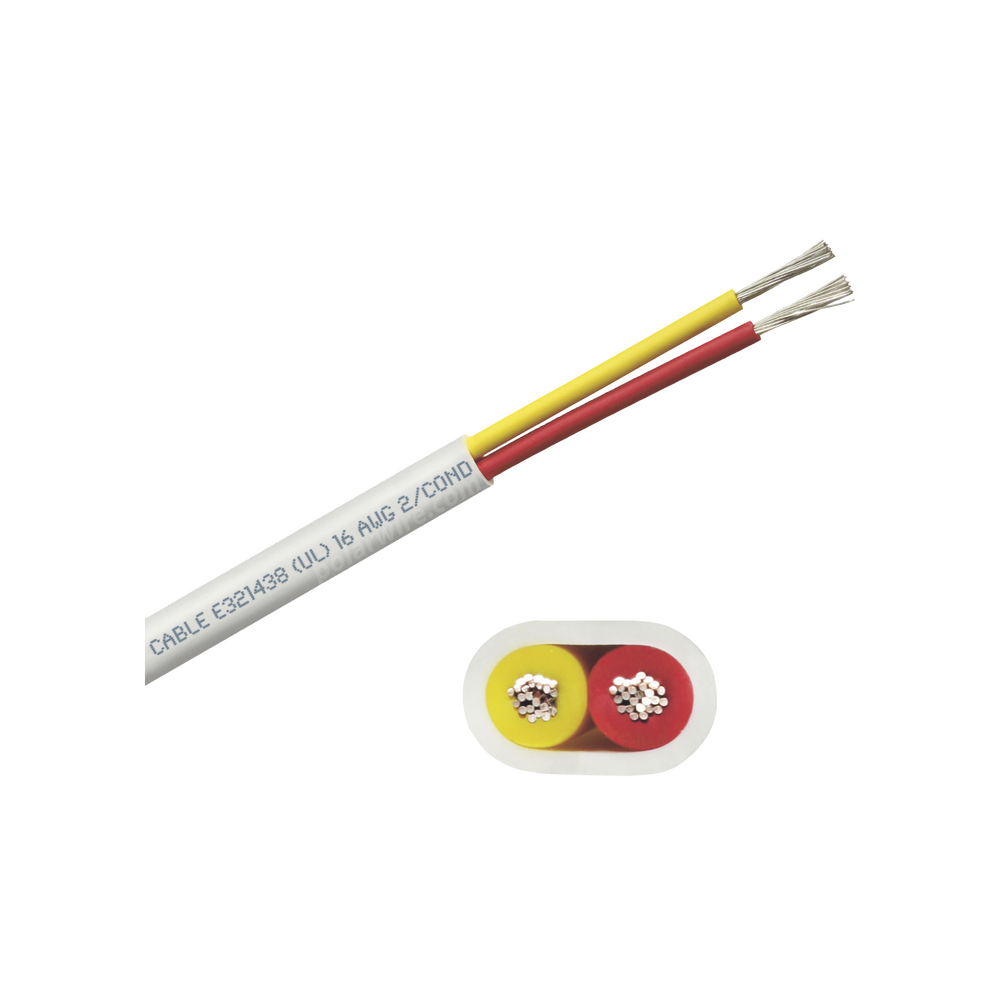 Rollo de cable plano grado marino calibre 16, de 2 conductores (rojo y amarillo) de 250 pies (76.2 m).