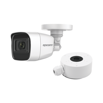 KIT DE CÁMARA + MONTAJE / Cámara Bala TURBOHD 2 Megapixel (1080p) / Gran Angular 106° / Lente 2.8 mm / 25 mts IR EXIR / Exterior IP66 / 4 Tecnologías / dWDR (B8TURBOG2P/A/XPS)