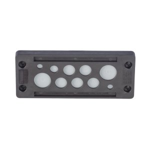 Pasacable de 10 Orificios de Marco Rectangular, IP65, 4.41" X 1.42", para Cables no Terminados, Color Negro.