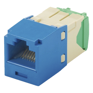 Conector Jack RJ45 Estilo TG, Mini-Com, Categor?a 6, de 8 Posiciones y 8 Cables de Calibre 28/30 AWG, Color Azul