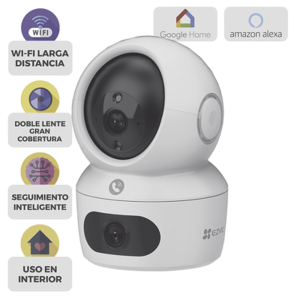Cámara PT / Doble Lente (4 MP + 4MP) / 4 Megapíxel / Wi-Fi / IA Detección Humana / Visión Nocturna a Color / Audio Bidireccional / Doble Banda 2.4 / 5GHz / WiFi 6 / Uso en Interior / Vision Nocturna Inteligente (Color 27/4)