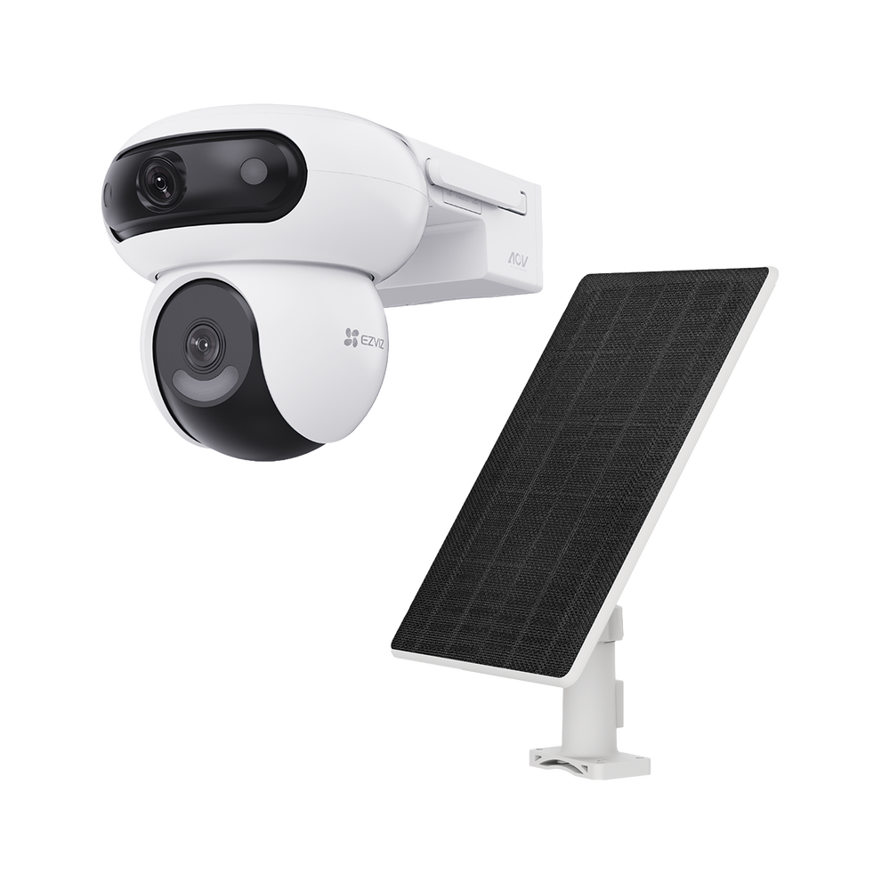 Cámara de Seguridad Dual 4G LTE + WiFi 6 / 4MP + 4MP Dual Lente / 360° Panorámica / Detección IA Humano-Vehiculo / Seguimiento Automático / Almacenamiento MicroSD 512GB + Nube / Resistente a Int