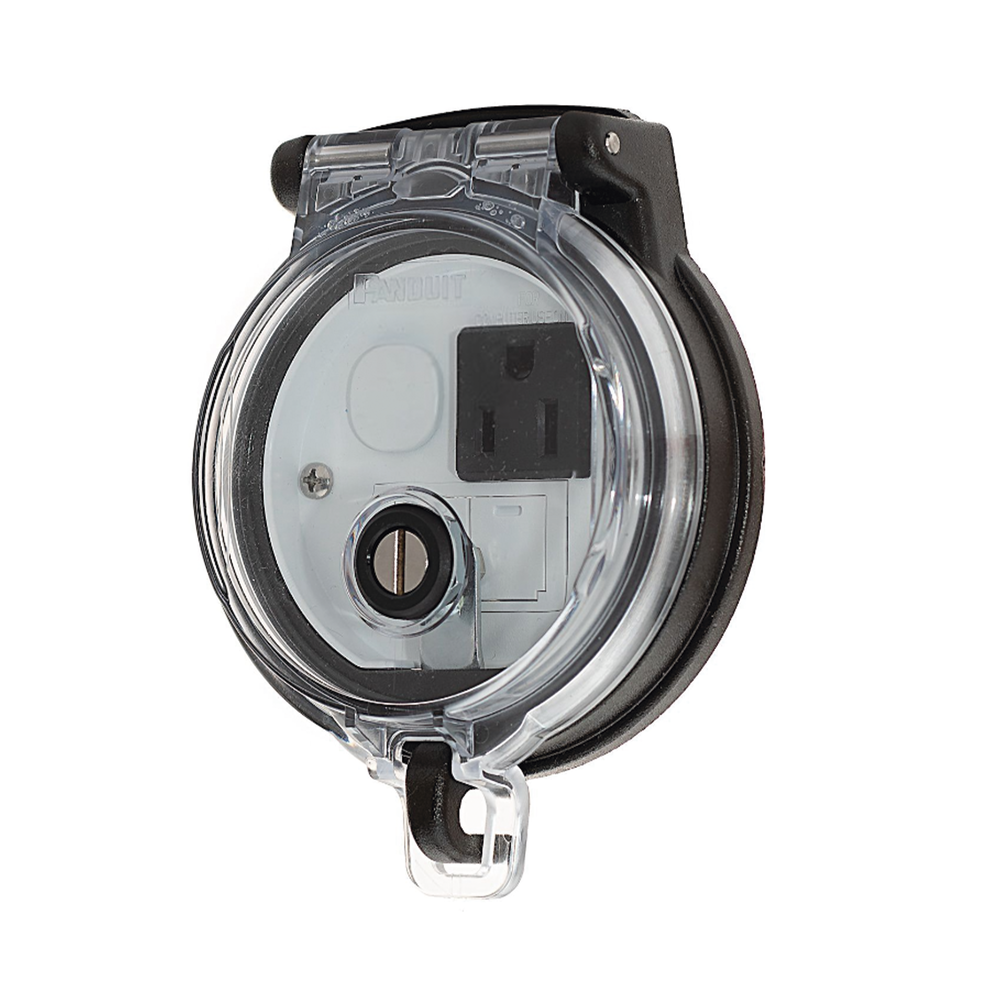 Dispositivo Circular de Puertos de Acceso a Datos, Con Dos Espacios Para Módulos Mini-Com y Un Receptáculo NEMA 5-15R, Protección IP66, de 3" de Diámetro - Image 5