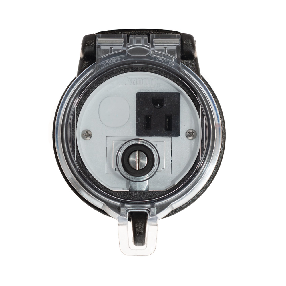 Dispositivo Circular de Puertos de Acceso a Datos, Con Dos Espacios Para Módulos Mini-Com y Un Receptáculo NEMA 5-15R, Protección IP66, de 3" de Diámetro - Image 4