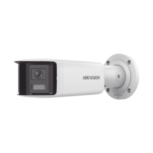 [FlexVu] [PROTECCIÓN ACTIVA] Bala IP Panorámica 4 Megapixel / 2 Lentes 2.8 mm (180°) / Imagen a Color 24/7 (ColorVu) / PoE / WDR 130° / IP67 / ACUSENSE / Luz Estroboscópica y Alarma Audible / 40 mts Luz Blanca / Micro SD (DS-2CD2T47G2P-LSU/SL(C))
