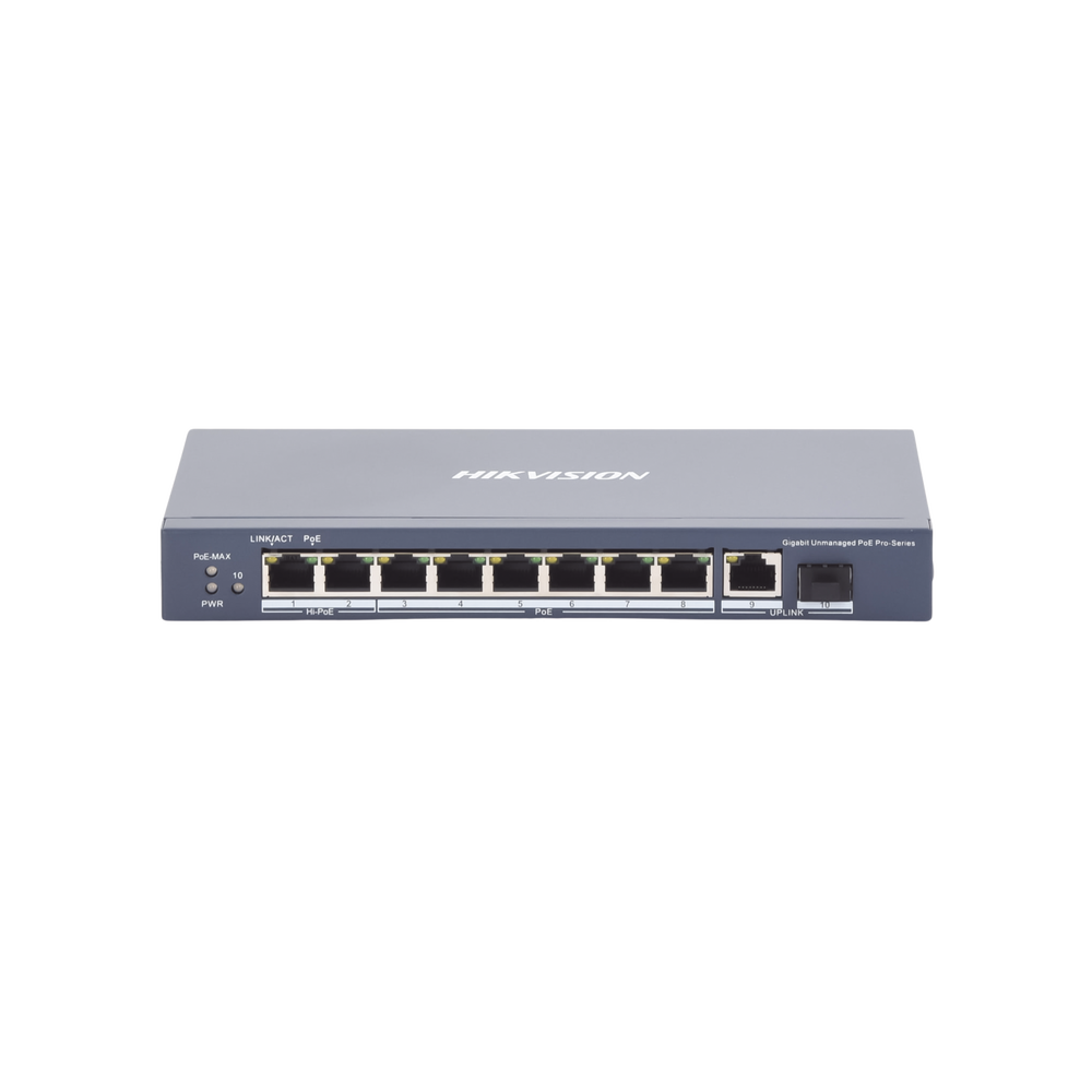 Switch PoE+ / No Administrable / 7 Puertos 1000 Mbps 802.3 af/at (30 W) / 2 Puertos 1000 Mbps Hi-PoE (90 W) / 1 Puertos 1000 Mbps Uplink / 1 Puerto SFP / Modo Extendido hasta 300 Metros / 110 Watts - Image 2