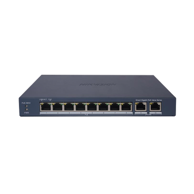 Switch Gigabit PoE+ / Administrable / 8 Puertos 1000 Mbps PoE+ / 2 Puertos 1000 Mbps de Uplink / Configuración Nube Hik-PartnerPro / Modo Extendido hasta 300 Metros / 60 W (DS-3E1510P-EI/M)