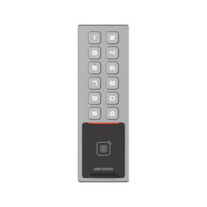 Teclado Exterior WiFi Antivandálico IP65 & IK08 / Administrable en la Nube / Alta y Baja de Passwords Remotamente con Horarios / Acceso por PIN, Tarjeta MIFARE, Huella y Tarjeta Virtual Bluetooth (DS-K1T805MBFWX)