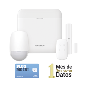 (AX PRO) KIT de Alarma AX PRO con GSM (3G/4G) / Incluye: 1 Hub con bateria de respaldo / 1 Sensor PIR / 1 Contacto Magnético / 1 Control Remoto /1 MICROSIM30M2M incluye 1 mes de servicio/ Wi-Fi / Compatible con Hik-Connect P2P