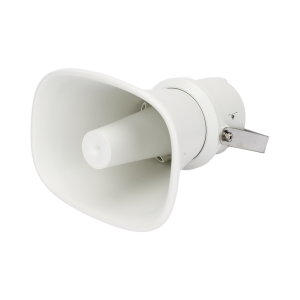 Bocina (Altavoz IP ) | Tipo Trompeta | 25 Watts | 24VCD | Exterior IP67 | Metal | Entrada de alarma | Voceo en tiempo real | Calendarización de audios | Síntesis de Voz (TTS)