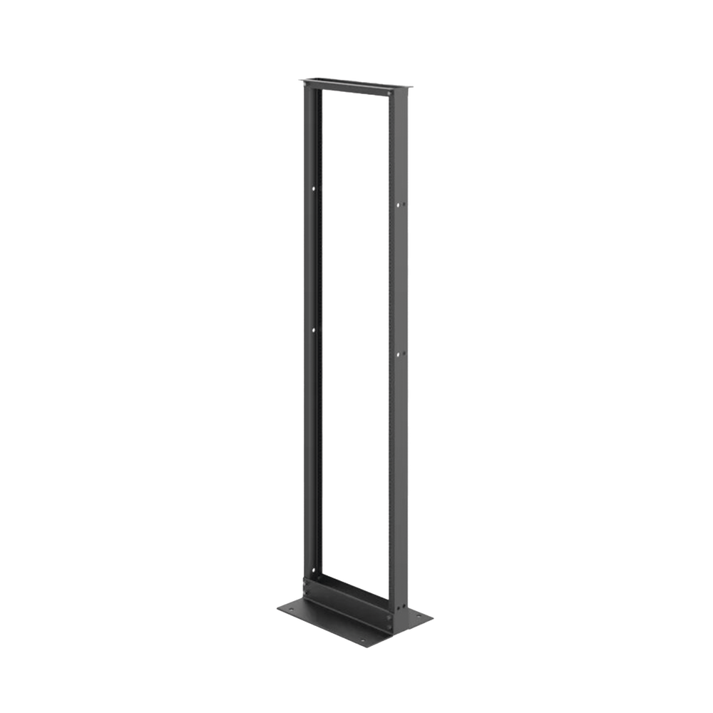 Rack de Dos Postes Estándar de 19 in, Rieles Numerados y Roscados #12-24, Fabricado en Aluminio, 45 Unidades de Rack, Color Negro