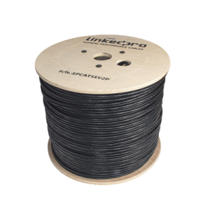 Bobina de Cable Siamés Cat5e CCA + 2 Cables Gruesos (16 AWG) para Alimentar Cámaras Más Lejos / 305 Metros (1000 Pies) / Instalación en Exterior / Uso Industrial para Climas Extremos (EP-CAT-5E-V2P)